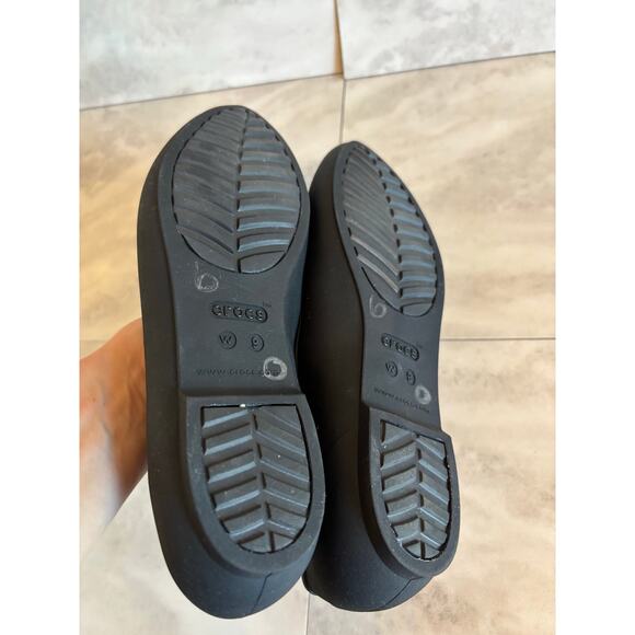 Crocs Iconic Comfort Womens 9 Eve Black Ballet Flat Pointed Toe solid 203433 - Picture 3 of 6